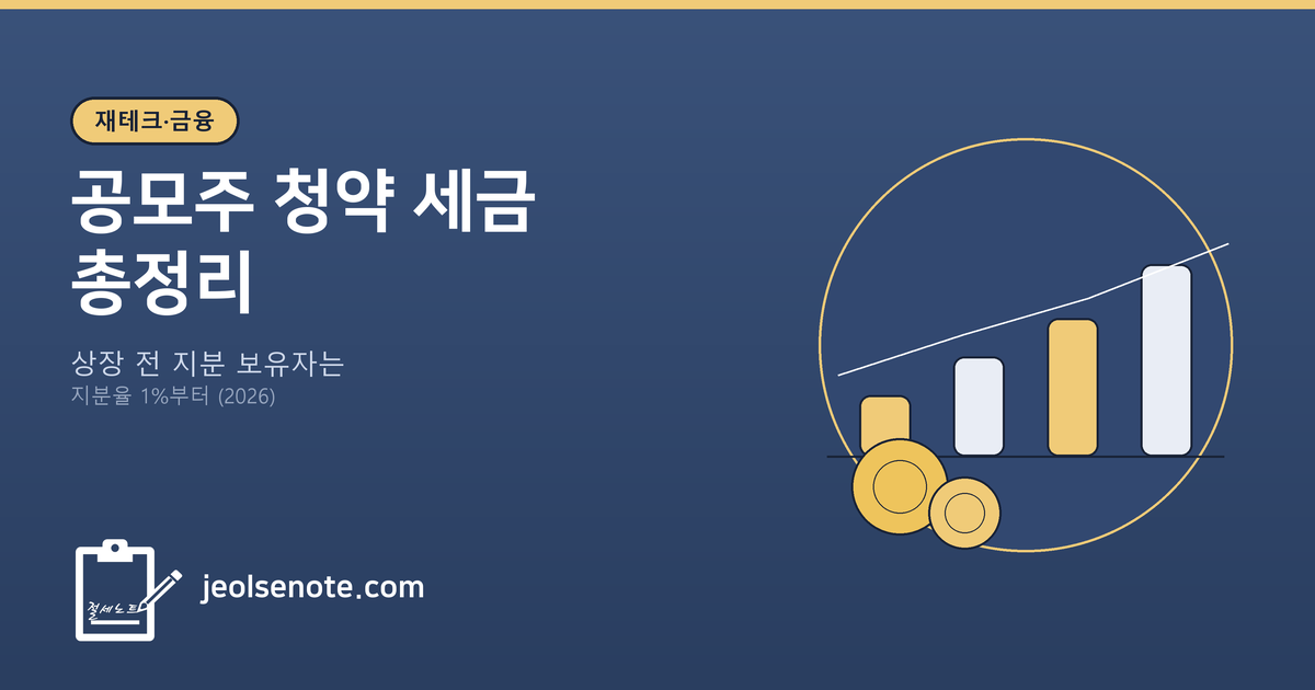 공모주 청약 세금 총정리 대표이미지 — 상장 전 지분 보유자는 지분율 1%부터
